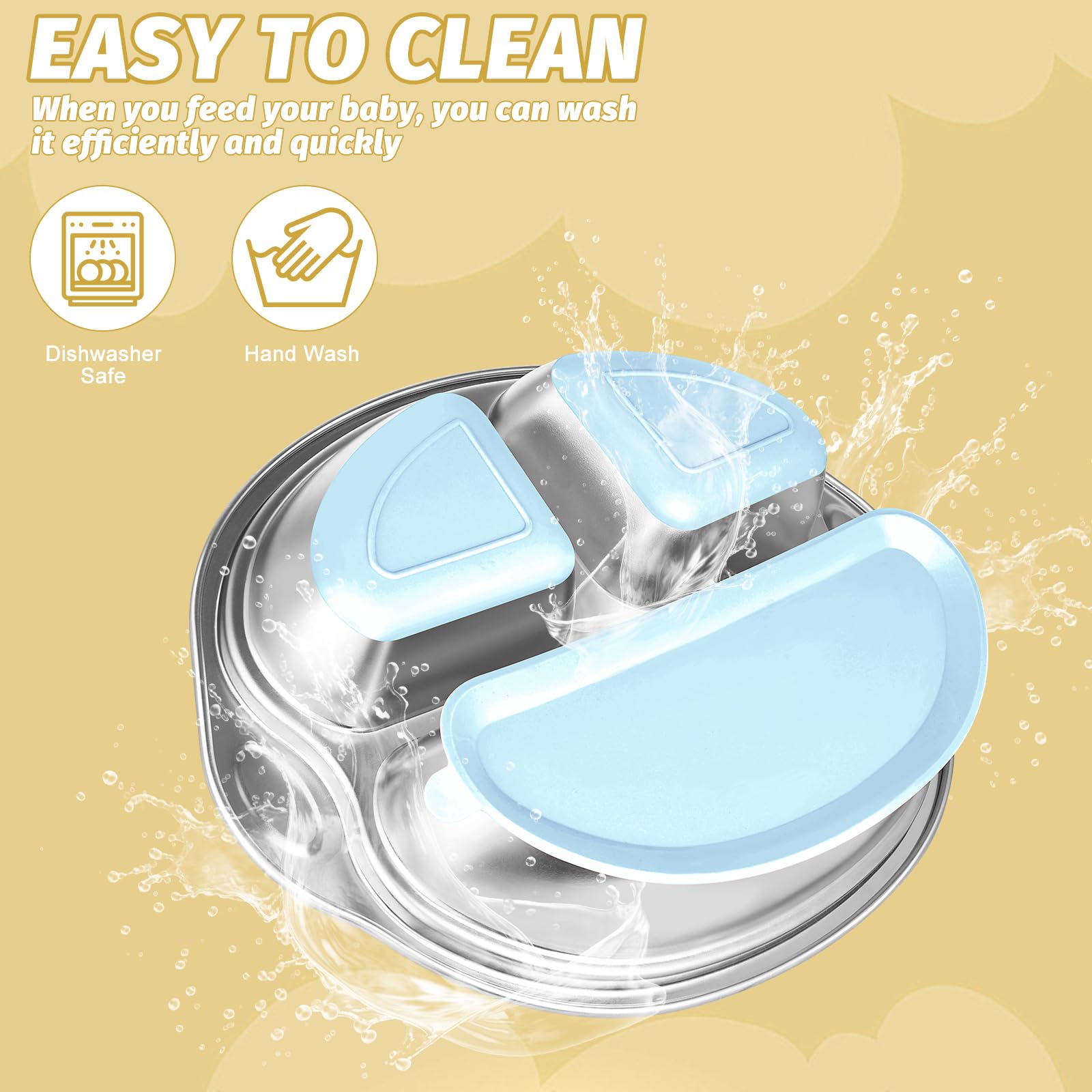 Dualshine blue kids feeding plate ready for home use.
