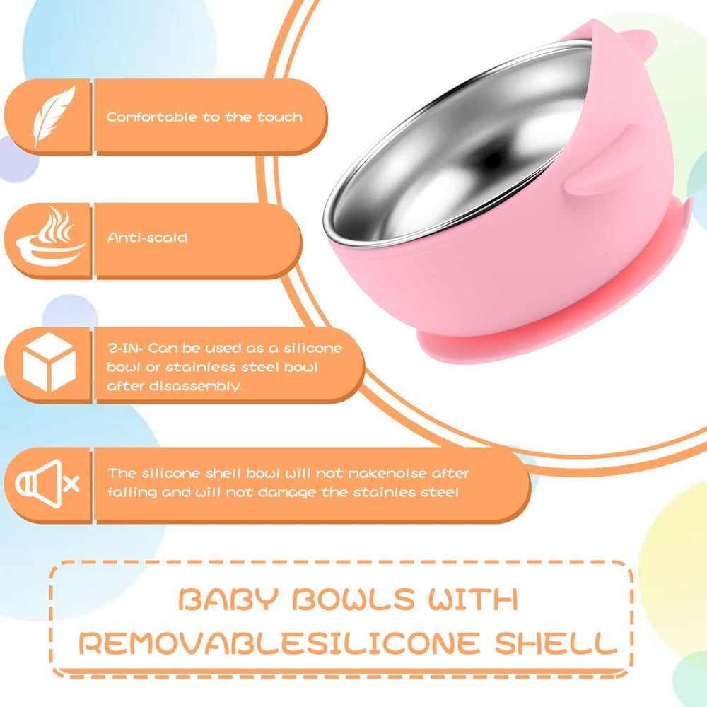 Dualshine suction base keeps bowls steady on table, reducing spill risk during meals.
