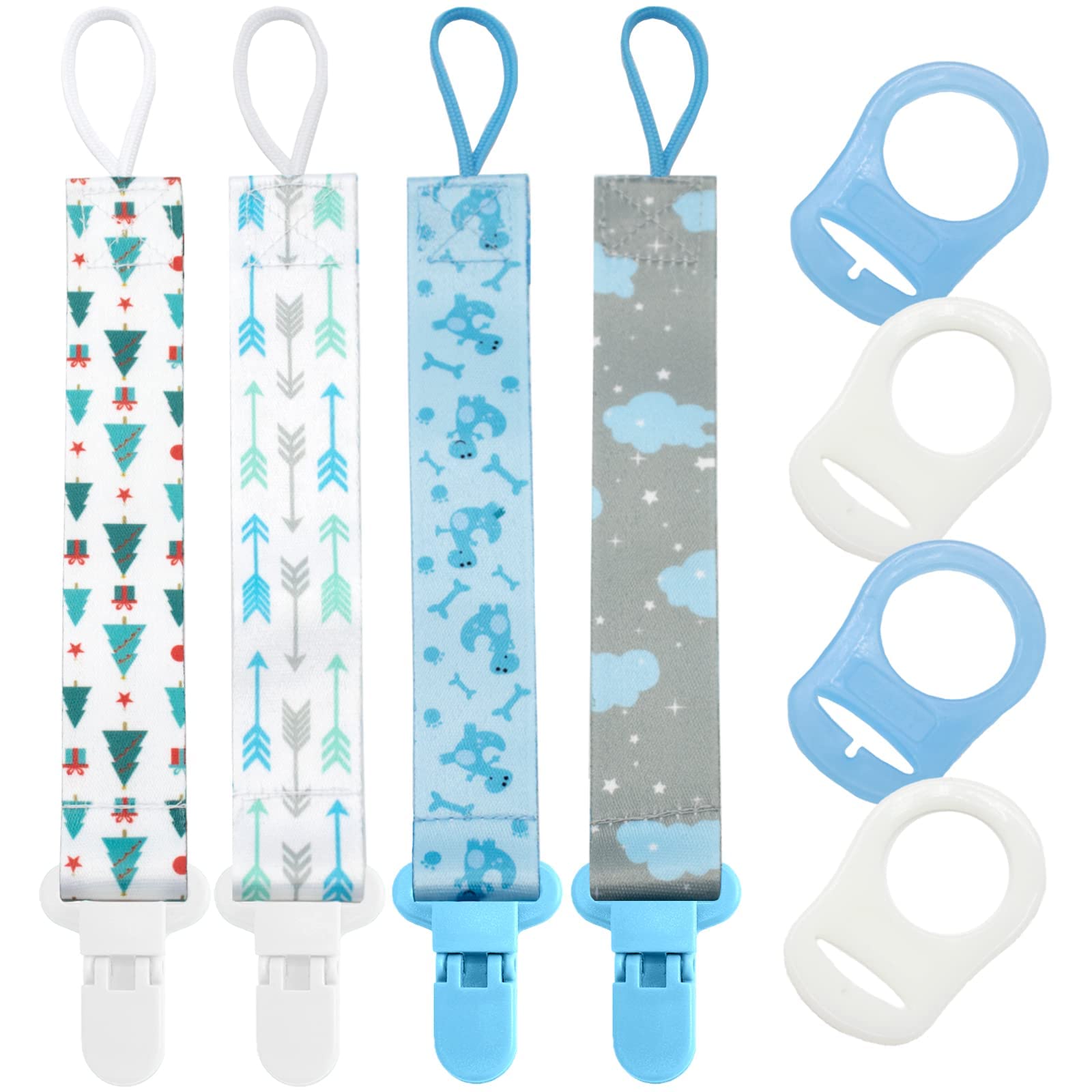 dudoct dummy clips with blue pattern secure pacifier on the go