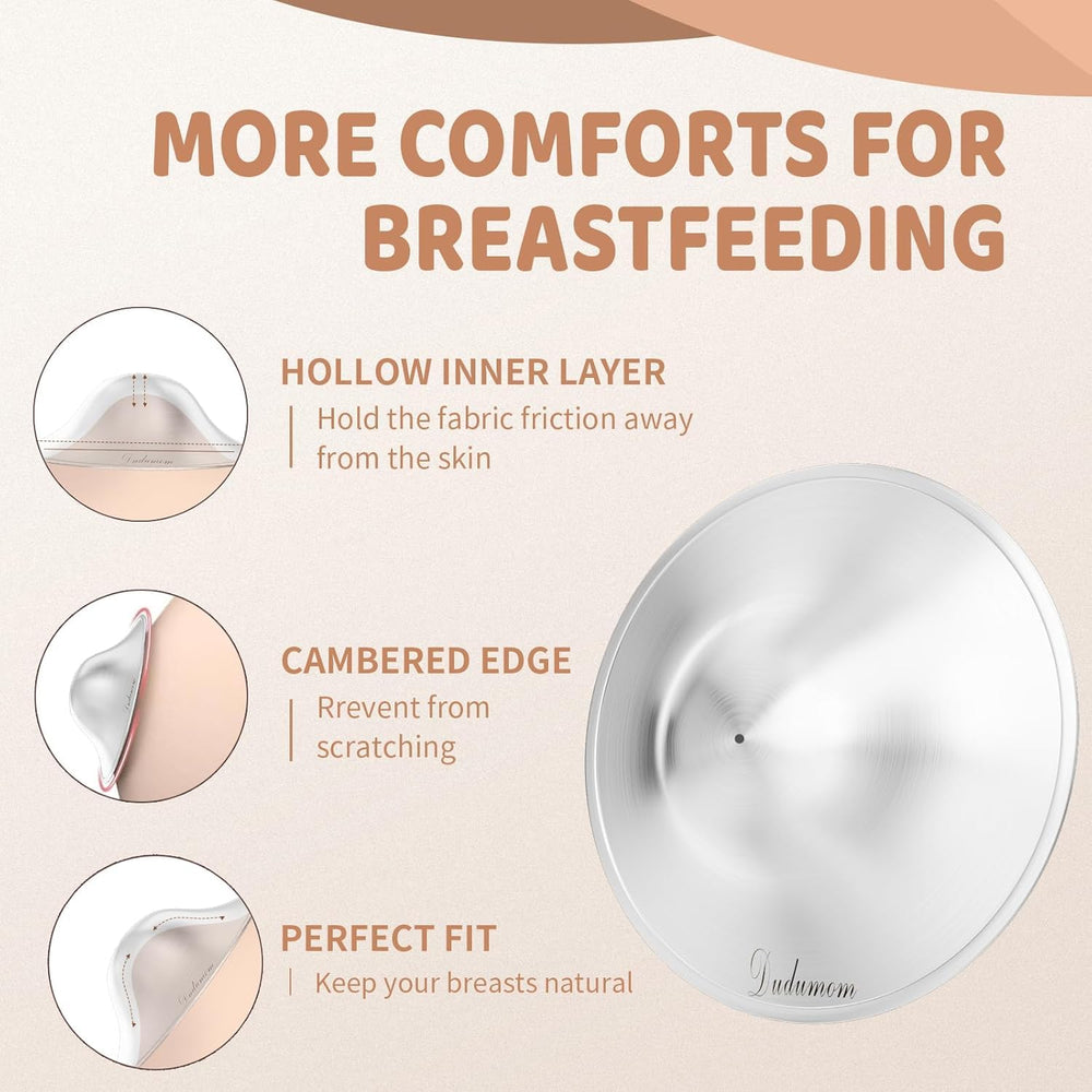 Dudumom Original Silver Nursing Cups on hand, ultra-lightweight and easy to wear.