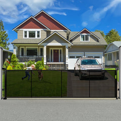 Dueelala 120-inch retractable gate extended to cover a wide opening for safety.