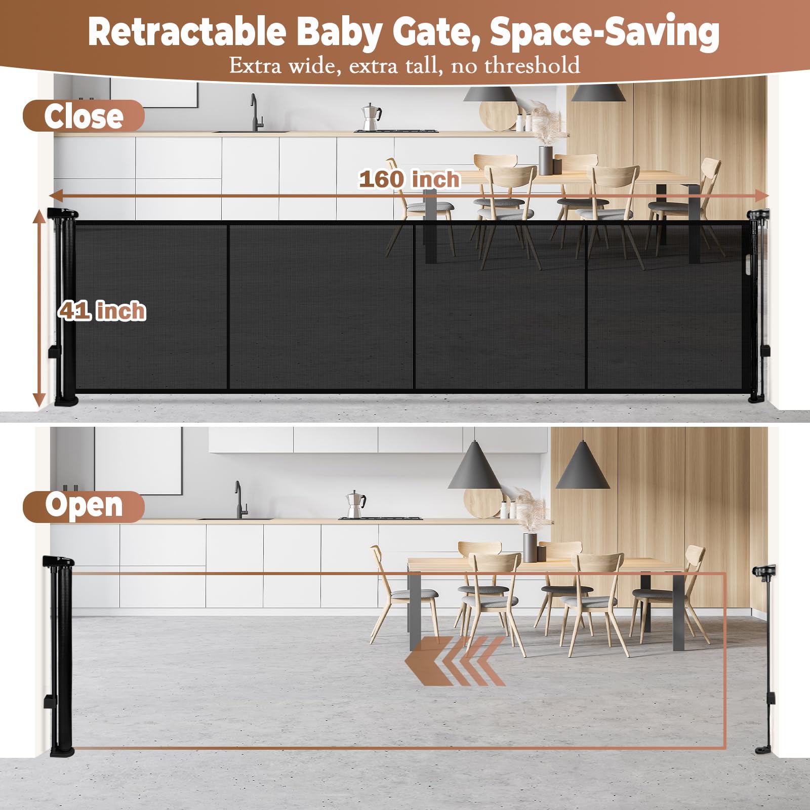 Dueelala baby and pet gate used on stairs for safe separation