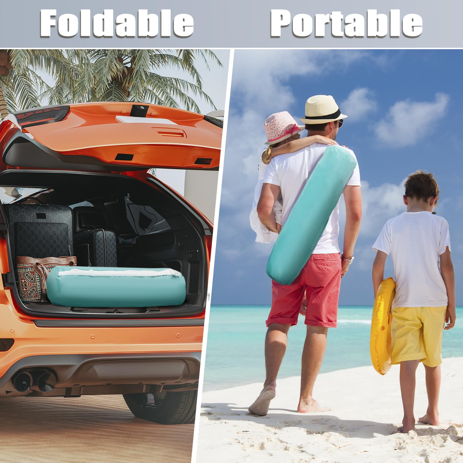 Dueelala foldable play yard packed into a compact bag for travel.
