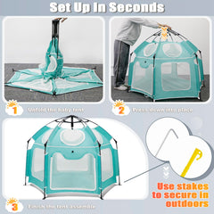 Dueelala spacious playpen interior provides room to crawl and explore.