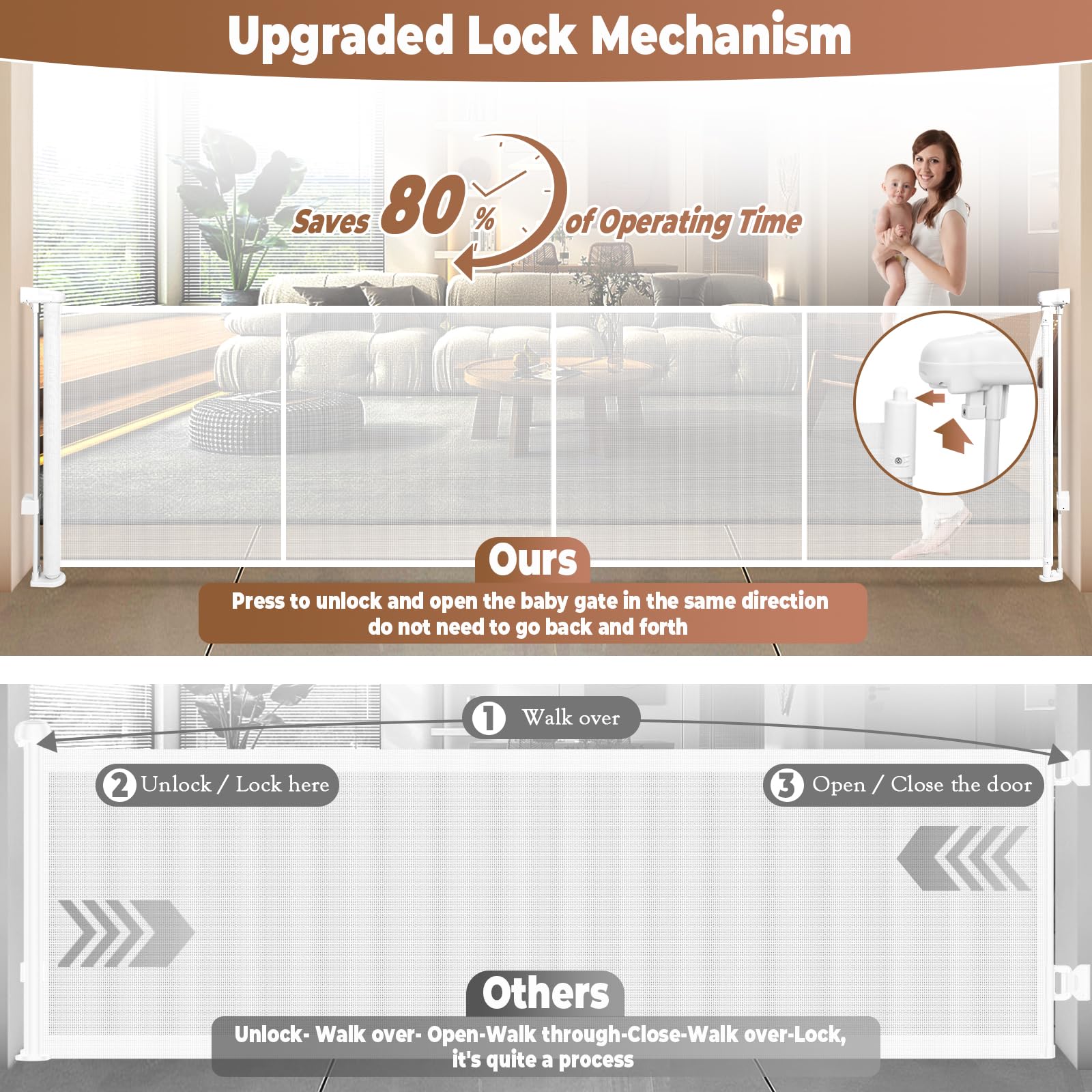 Dueelala dual locking mechanism offers quick, one-handed operation.