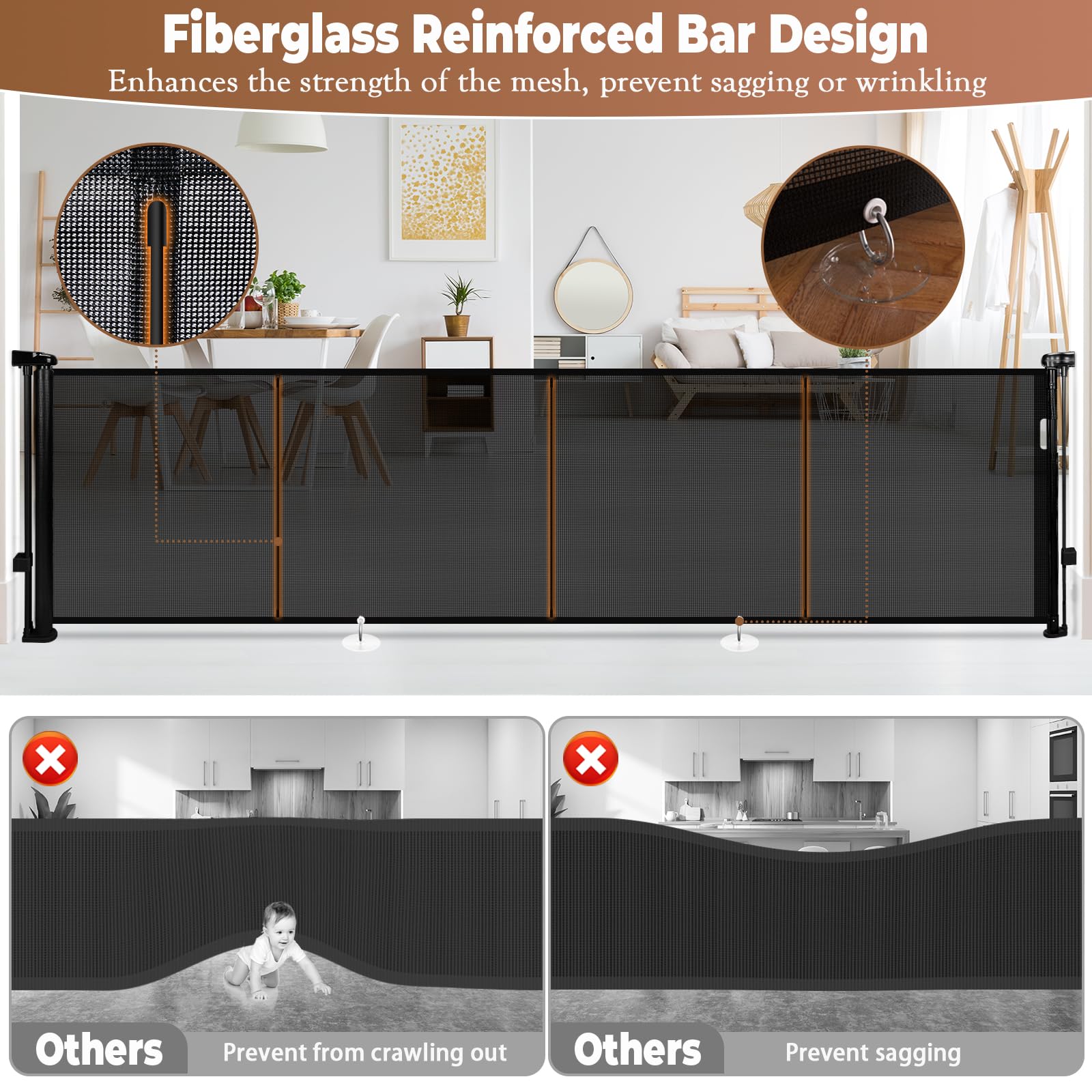 Dueelala fiberglass reinforced mesh rods provide strength and sag resistance