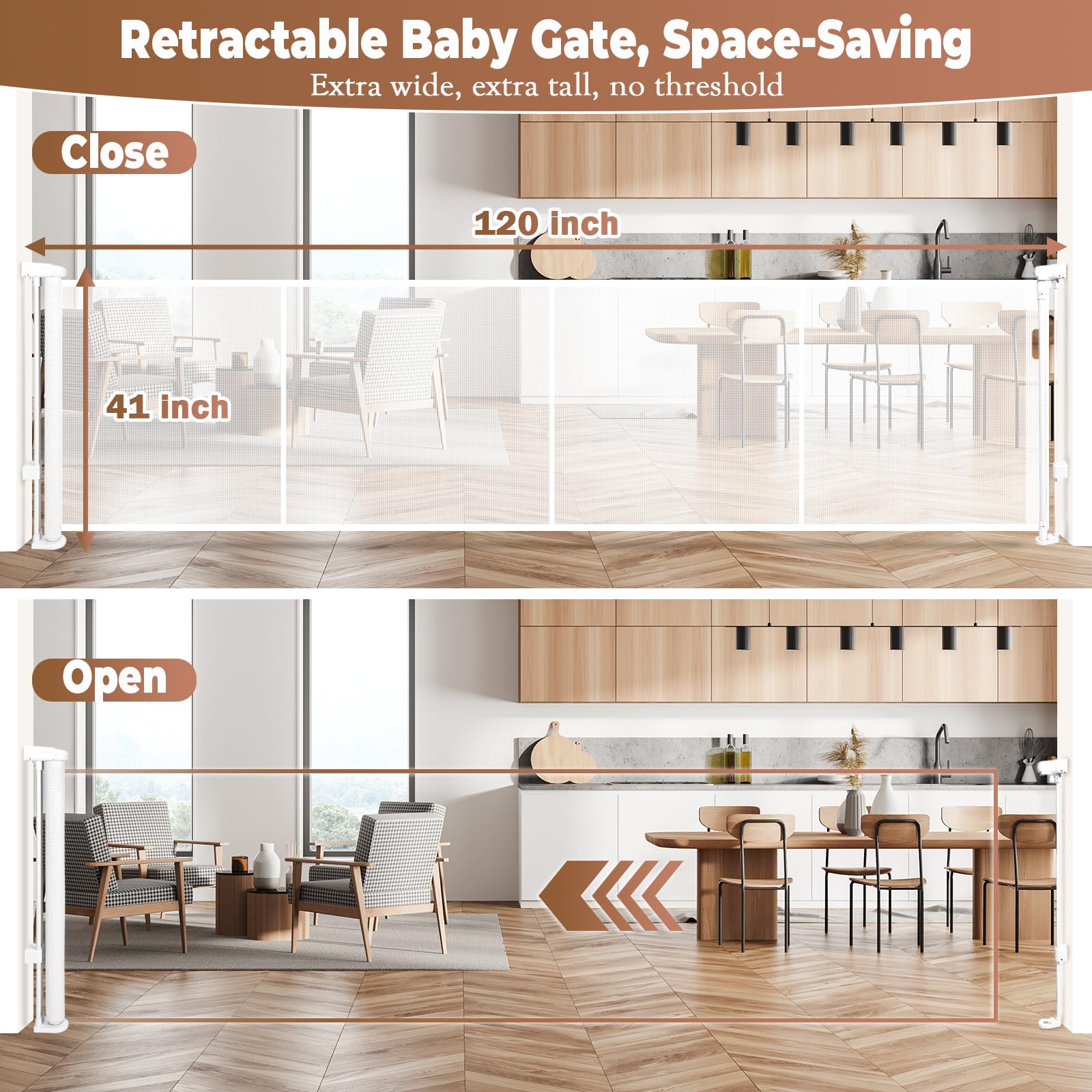 Dueelala mesh gate deployed between rooms as a flexible play and pet zone.