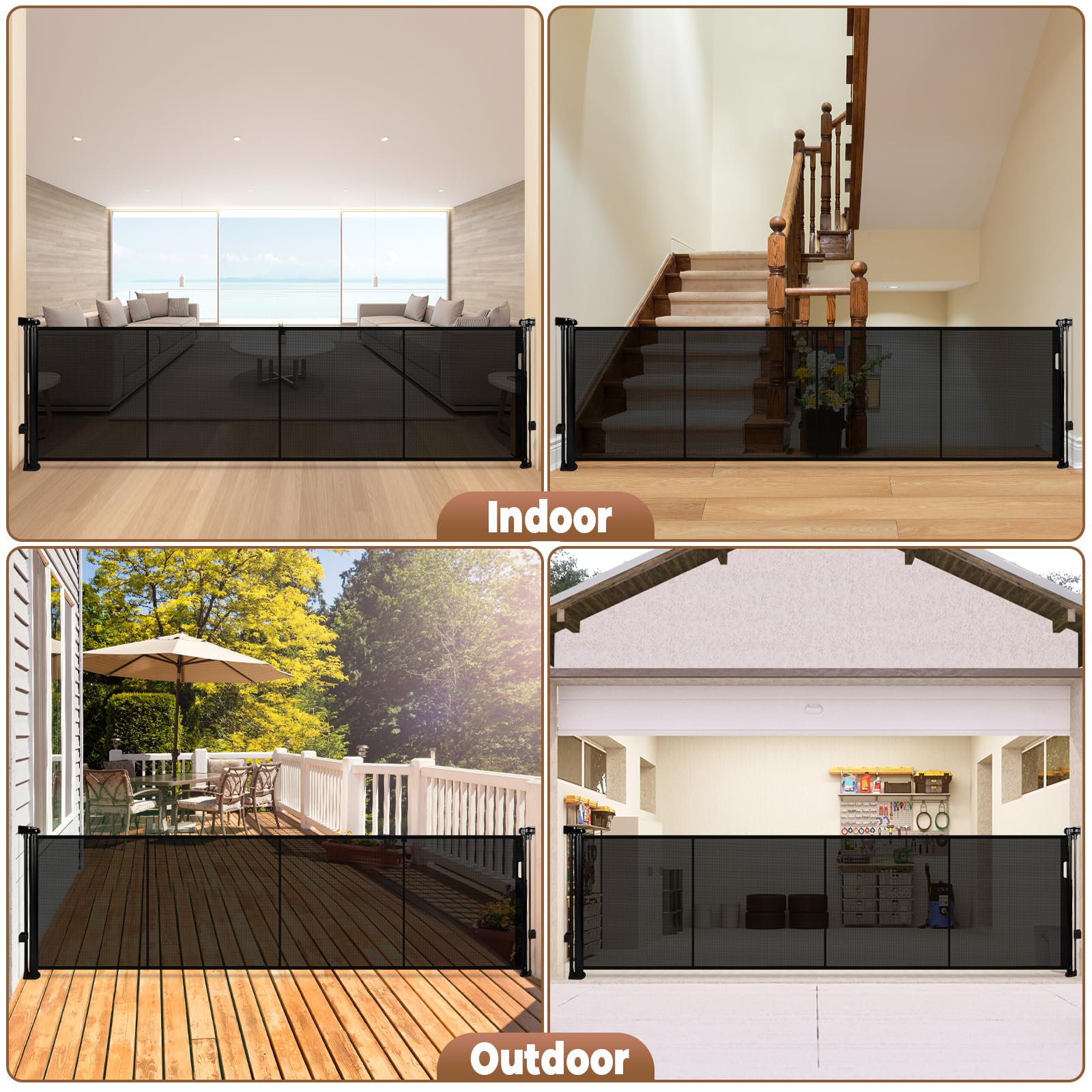 Dueelala indoor-outdoor use gate suitable for decks, stairs, and doorways