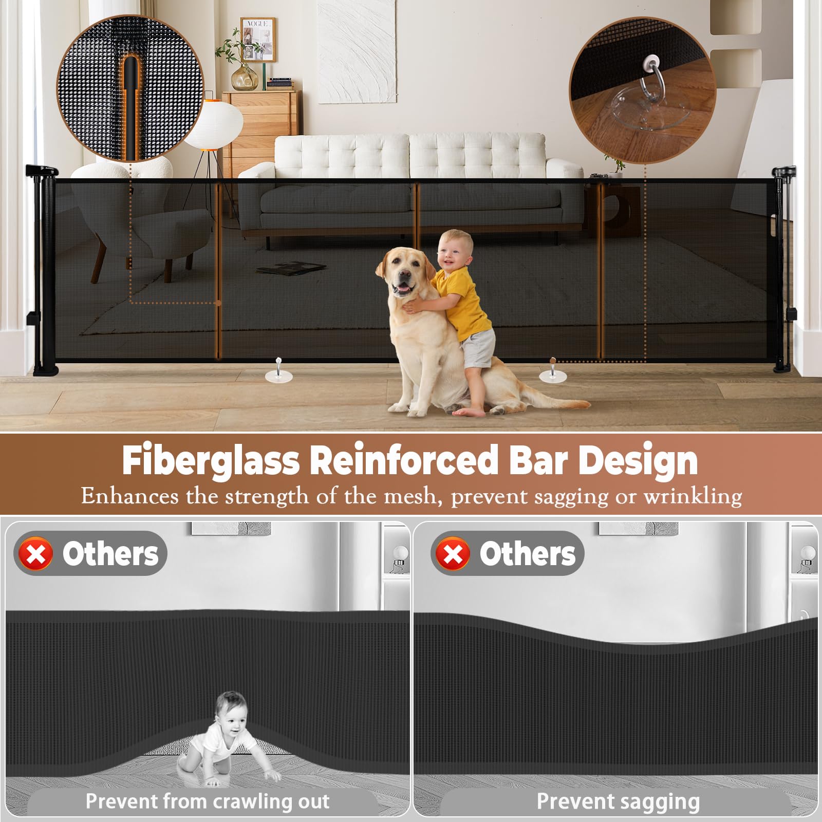 Dueelala reinforced mesh rods prevent sagging and wrinkling