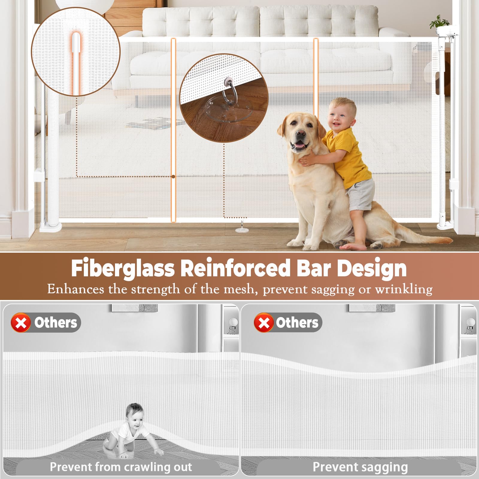 Duelala retractable mesh gate in stairs setup for easy access