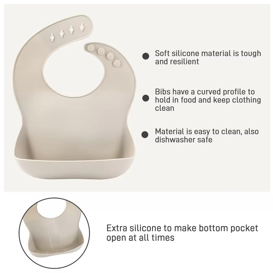DuHaa soft silicone bib for infants and toddlers protects clothing during meals