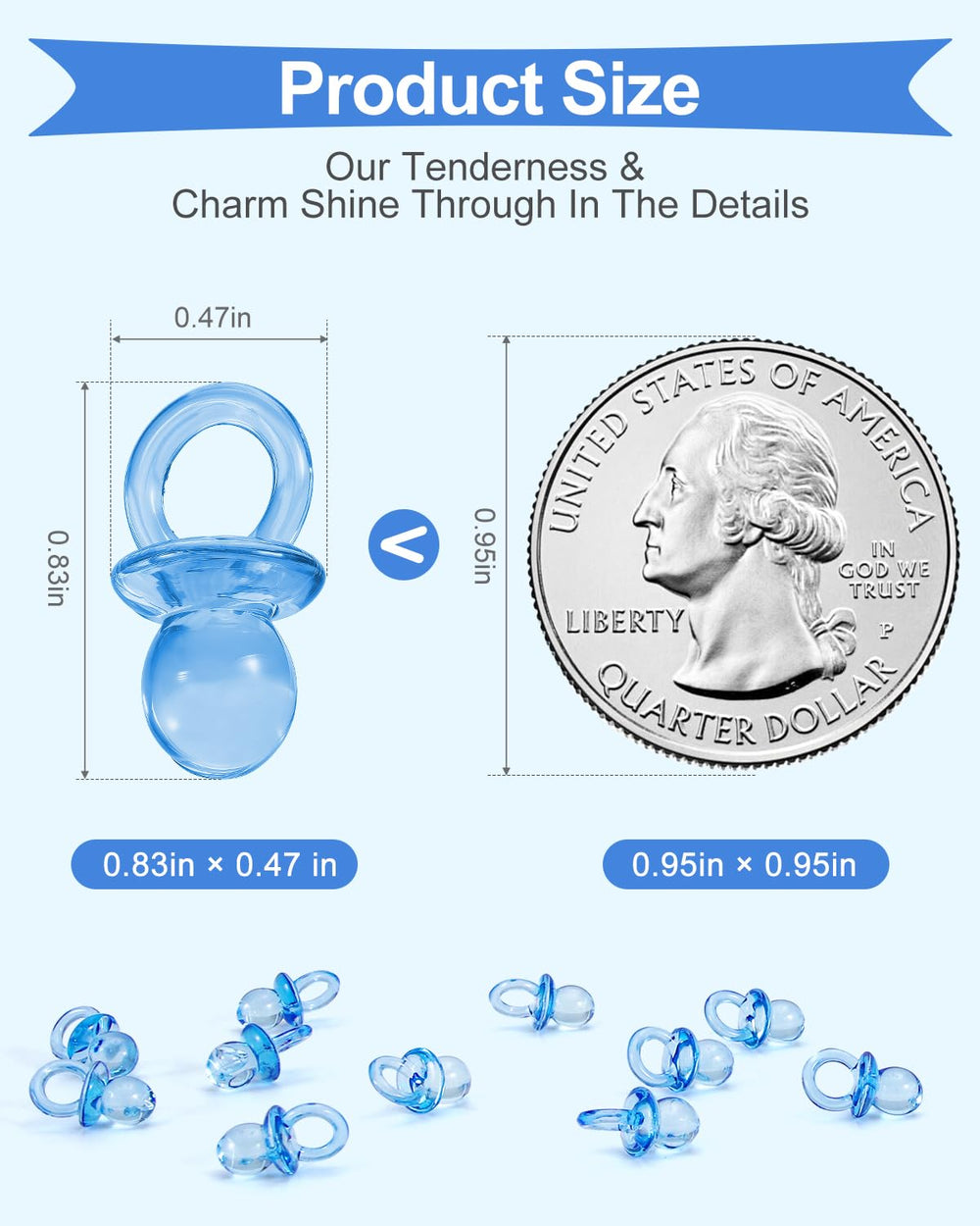 DUIJINYU mini acrylic pacifier as a game piece for fun baby showers