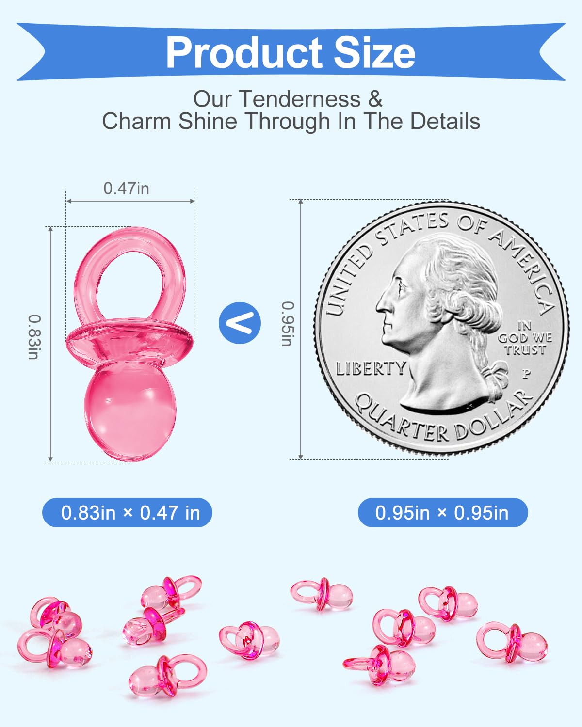 DUIJINYU mini-size acrylic pacifier close-up shows smooth finish ideal for crafts.