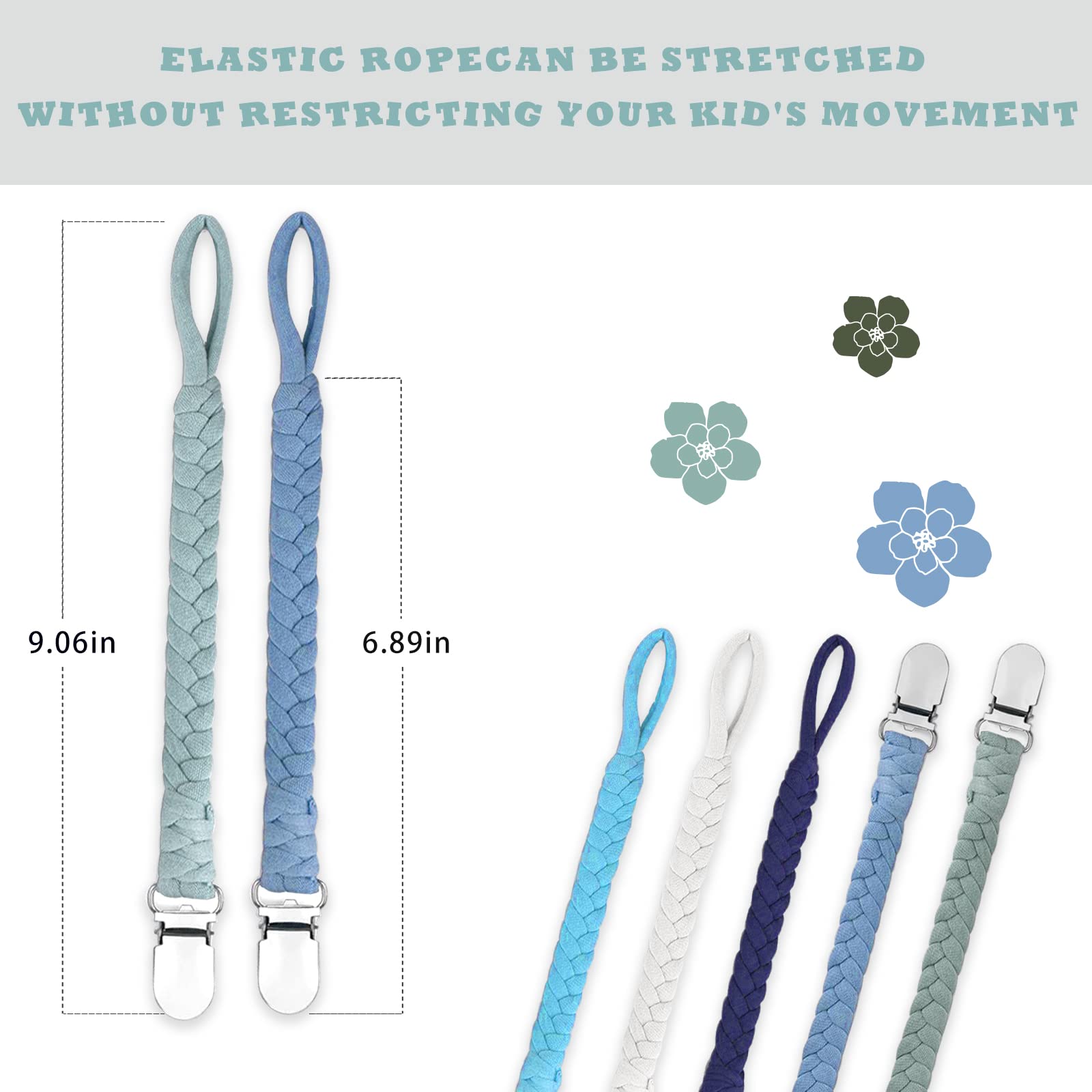 Duludulu handmade cotton texture pacifier clip is gentle on babies' skin and easy to clean.