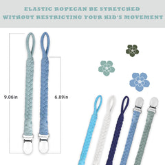 Duludulu handmade cotton texture pacifier clip is gentle on babies' skin and easy to clean.