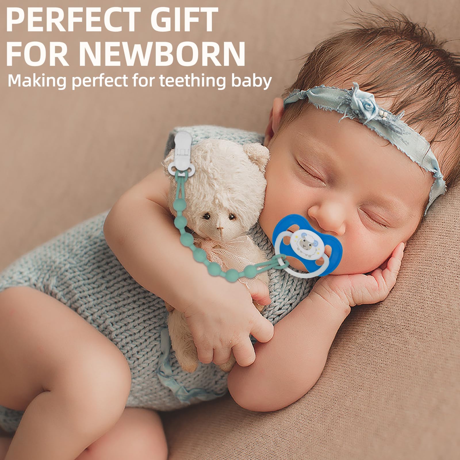 Colorful Duludulu clips support visual interest for babies.
