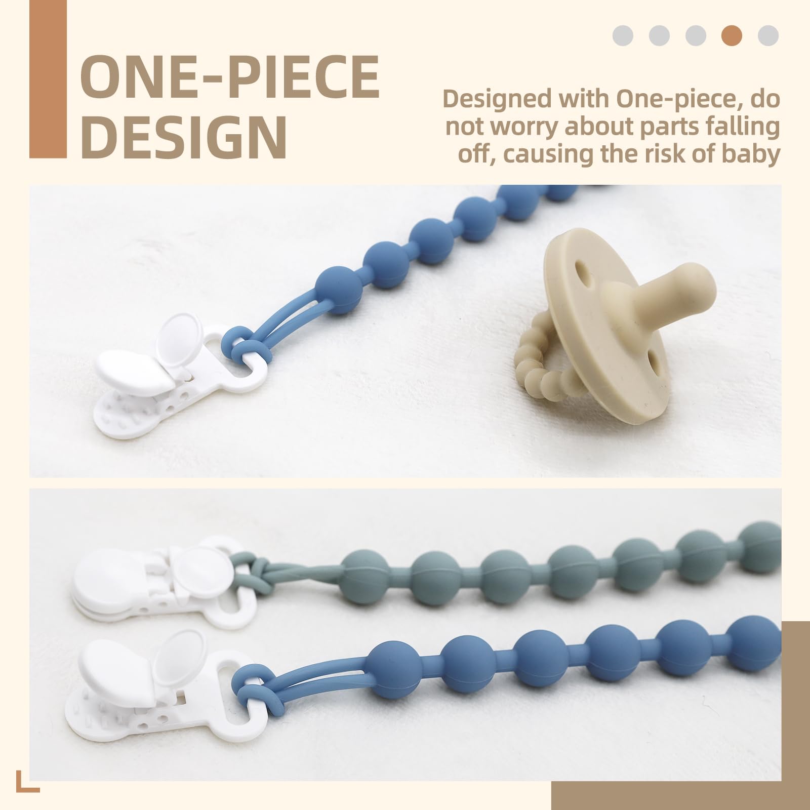 Rust-free clip highlights fabric-safe, gentle-to-skin design.