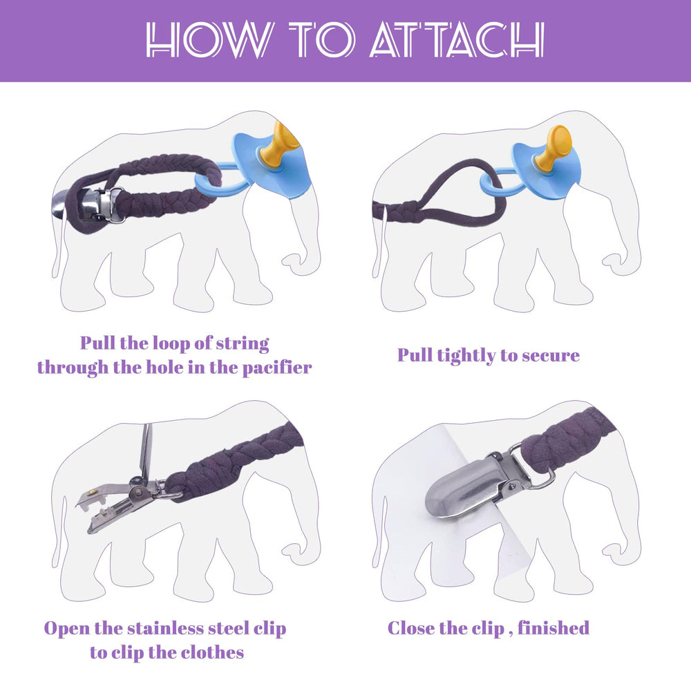 Duludulu cotton pacifier clip cleans easily with soap and air dry.