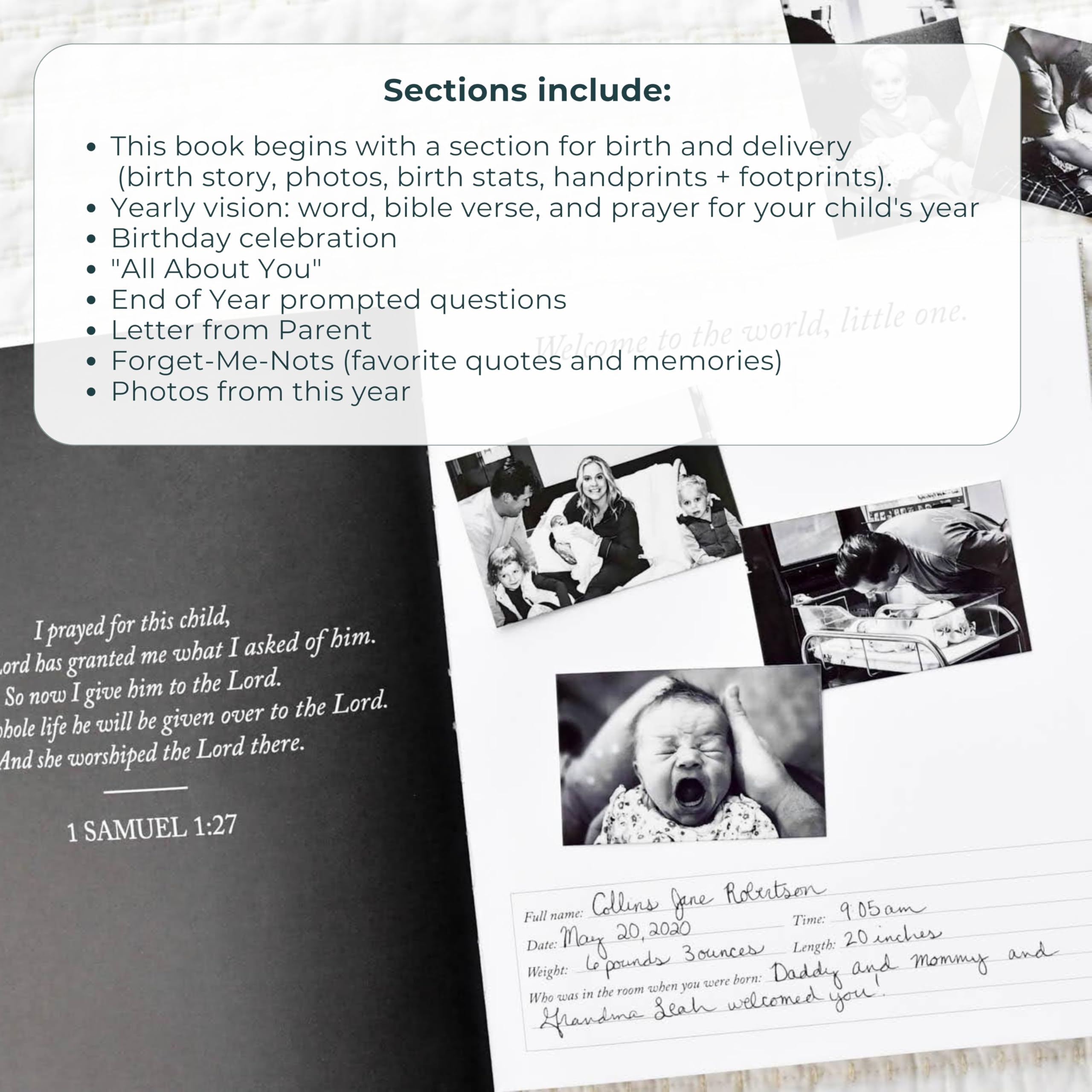 Duncan & Stone Baby Memory Book milestones timeline helps organize moments