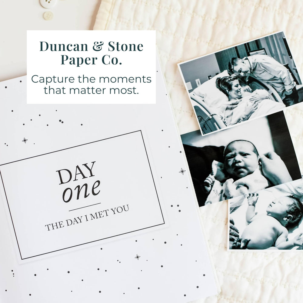 Duncan & Stone guided prompts spread to capture milestones and reflections.