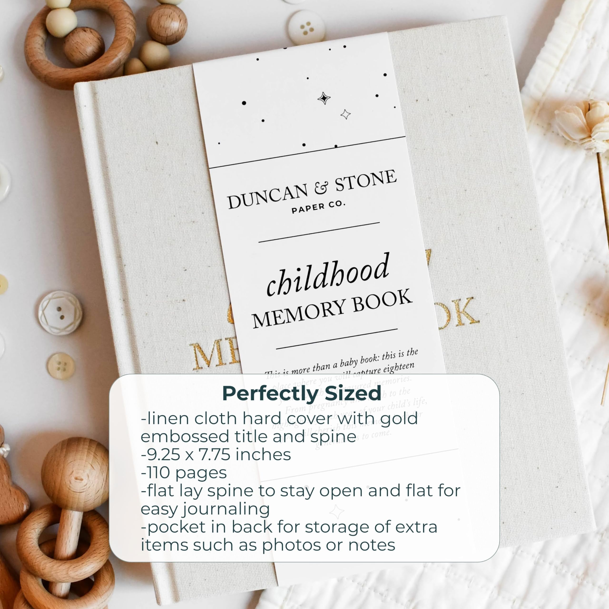 Duncan & Stone keepsake pocket adds space for mementos.