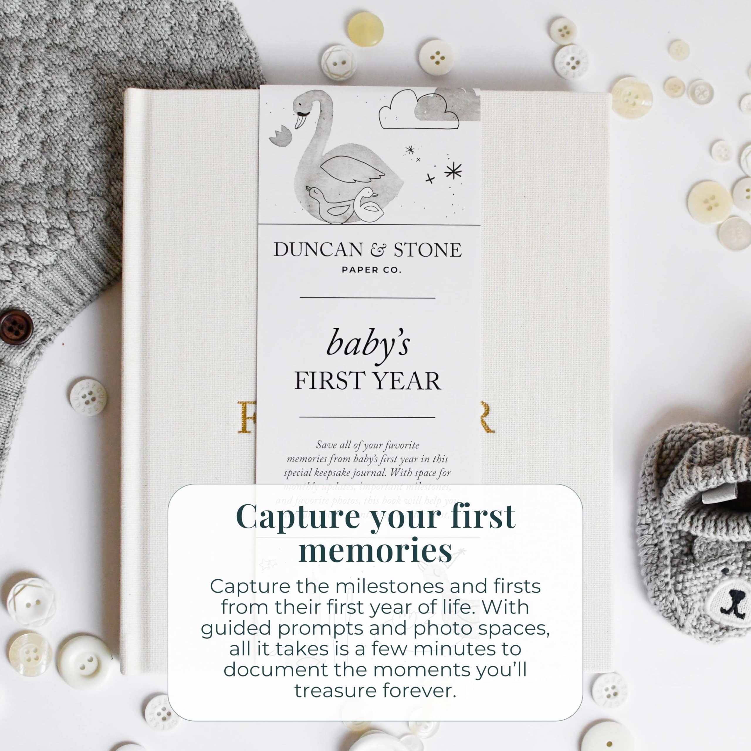 Duncan & Stone Baby First Year Book dimensions fit compact shelves and easy handling
