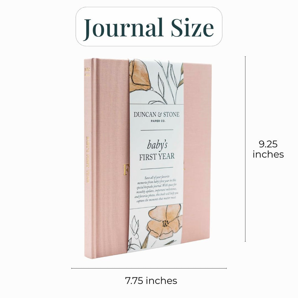 Duncan & Stone Baby First Year Book inside layout organizes memories clearly for easy journaling