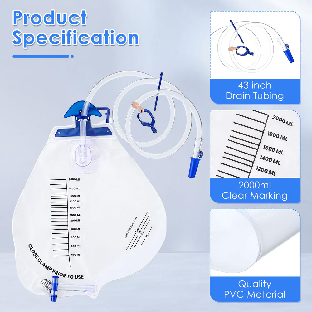 Dunkive catheter bag showing anti-reflux chamber and secure connectors