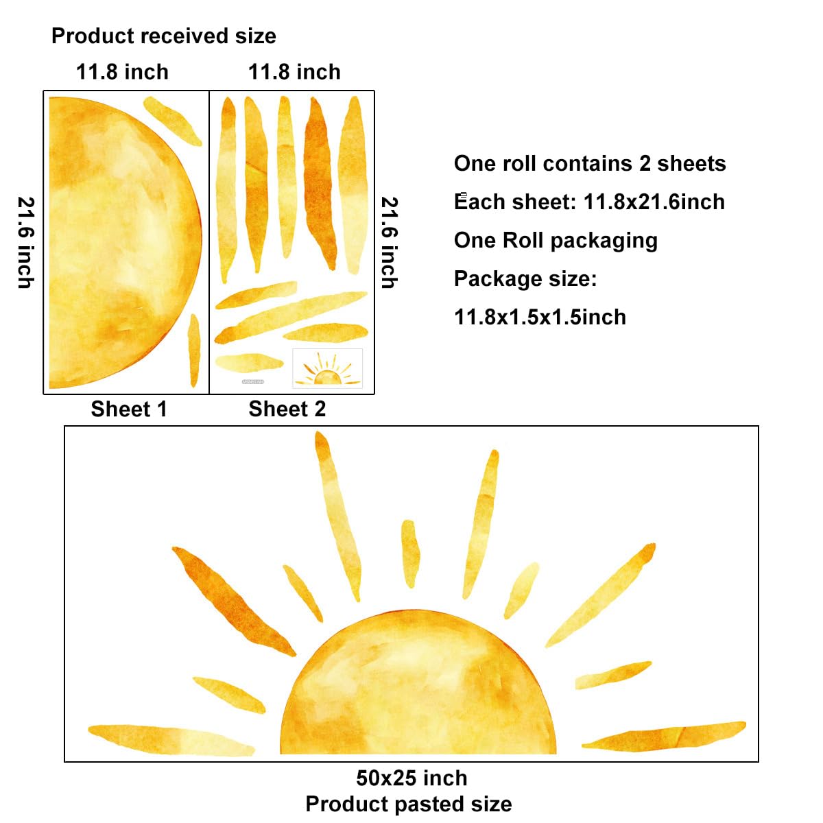 Duocheer half sun decal for nursery in water resistant vinyl lasts long.