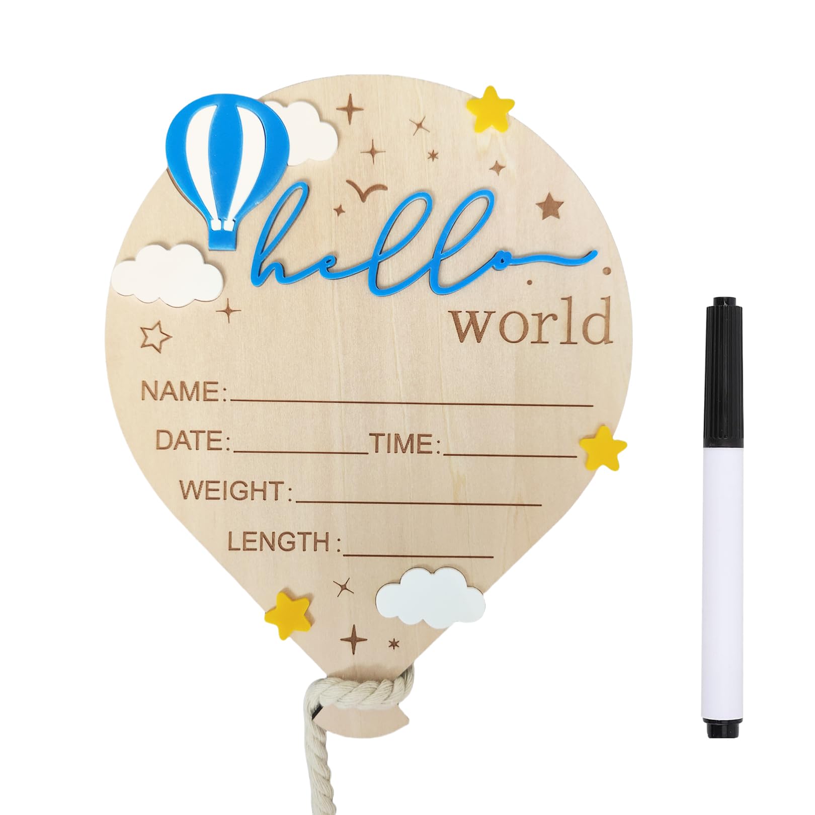DUOJINSANXI baby announcement sign with balloon design for navy nursery decor and photos