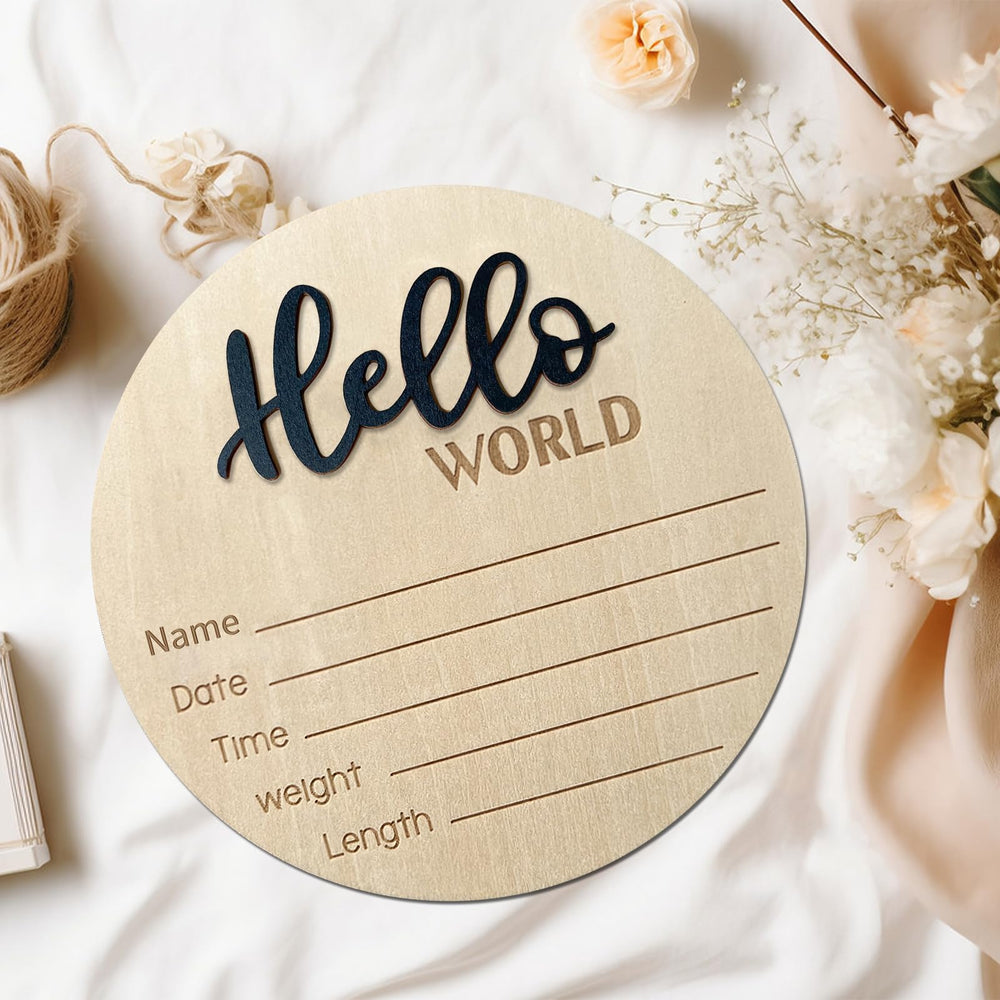 Solid wooden plaque featuring birth stats for a keepsake memory