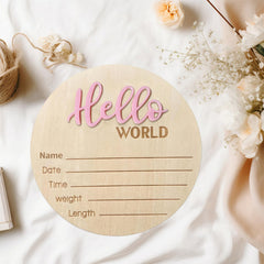 DUOJINSANXI birth stats engraving on wood keepsake for baby's arrival.