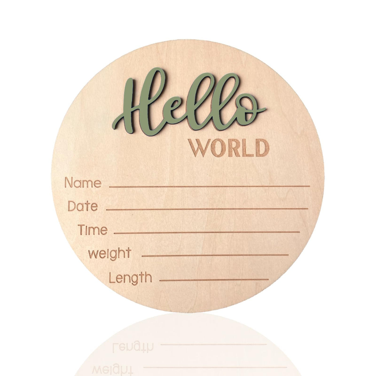 DUOJINSANXI Baby Announcement Sign with Hello World in forest green, perfect for newborn photos.