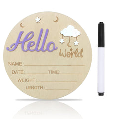 DUOJINSANXI baby announcement sign Hello World for newborn photography