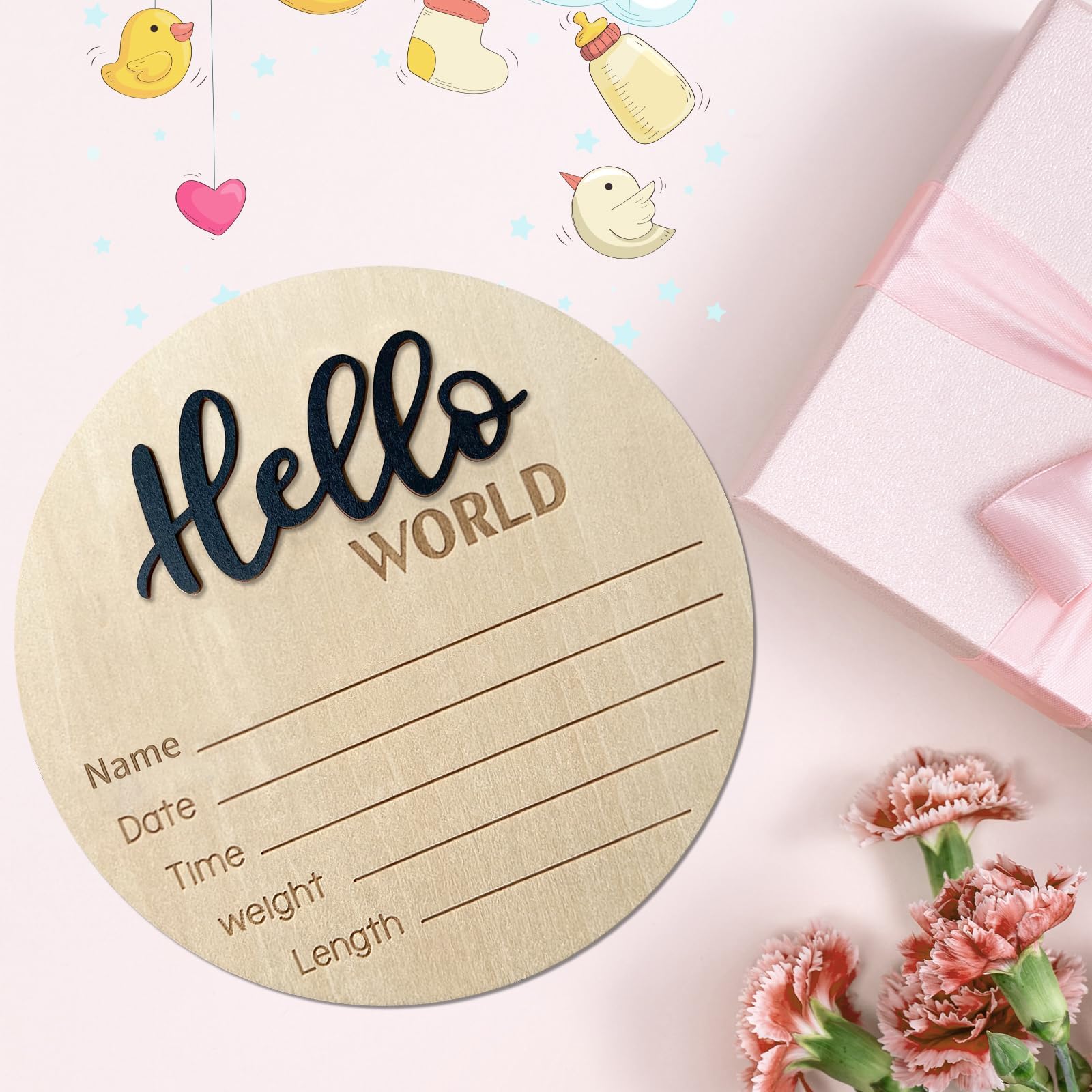 Marker-friendly surface allows quick personalization with name and birth data