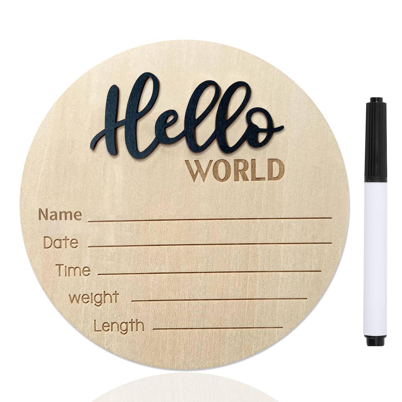 DUOJINSANXI baby announcement sign with Hello World for newborn photos