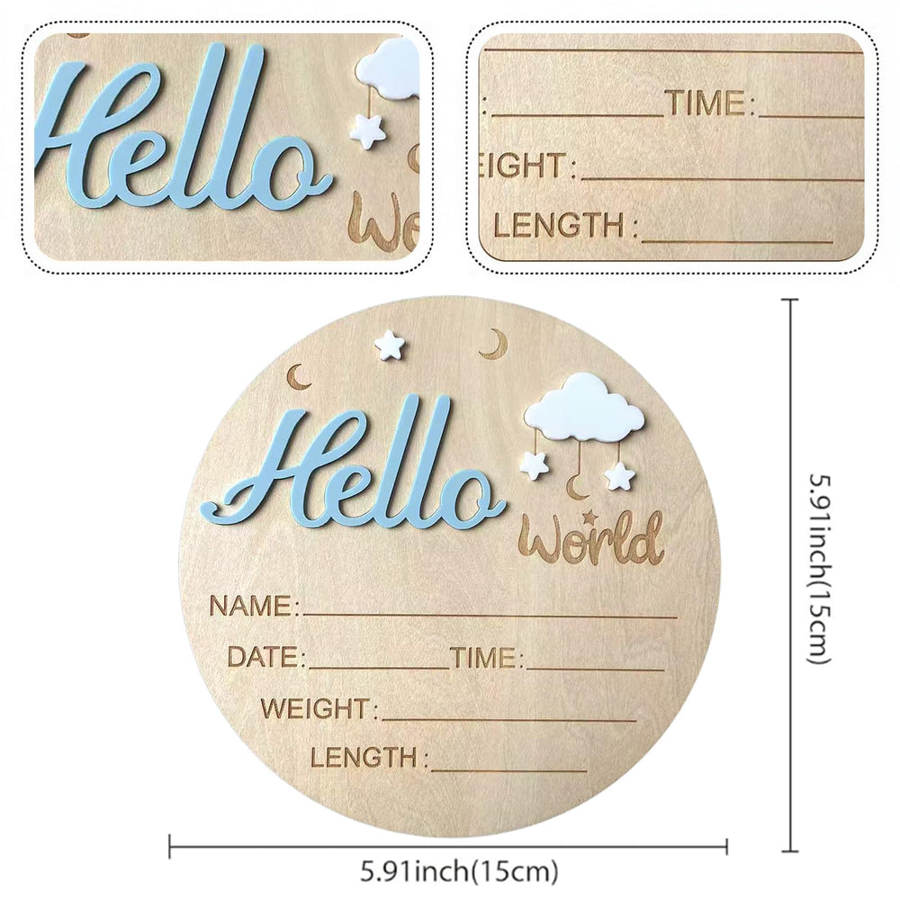 DUOJINSANXI birth announcement sign in wood for newborn portraits.