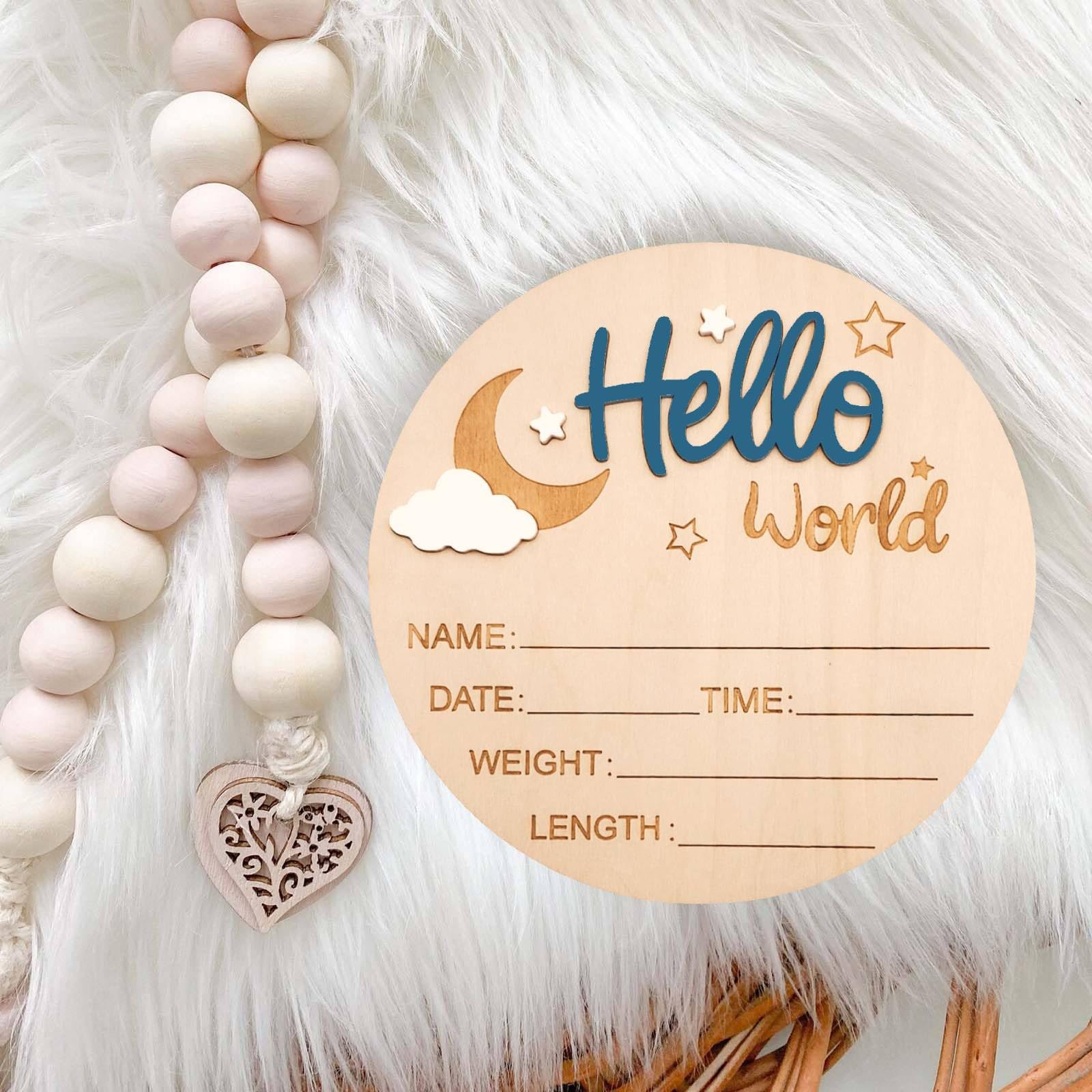 DUOJINSANXI wooden birth announcement sign, durable keepsake for baby's first days