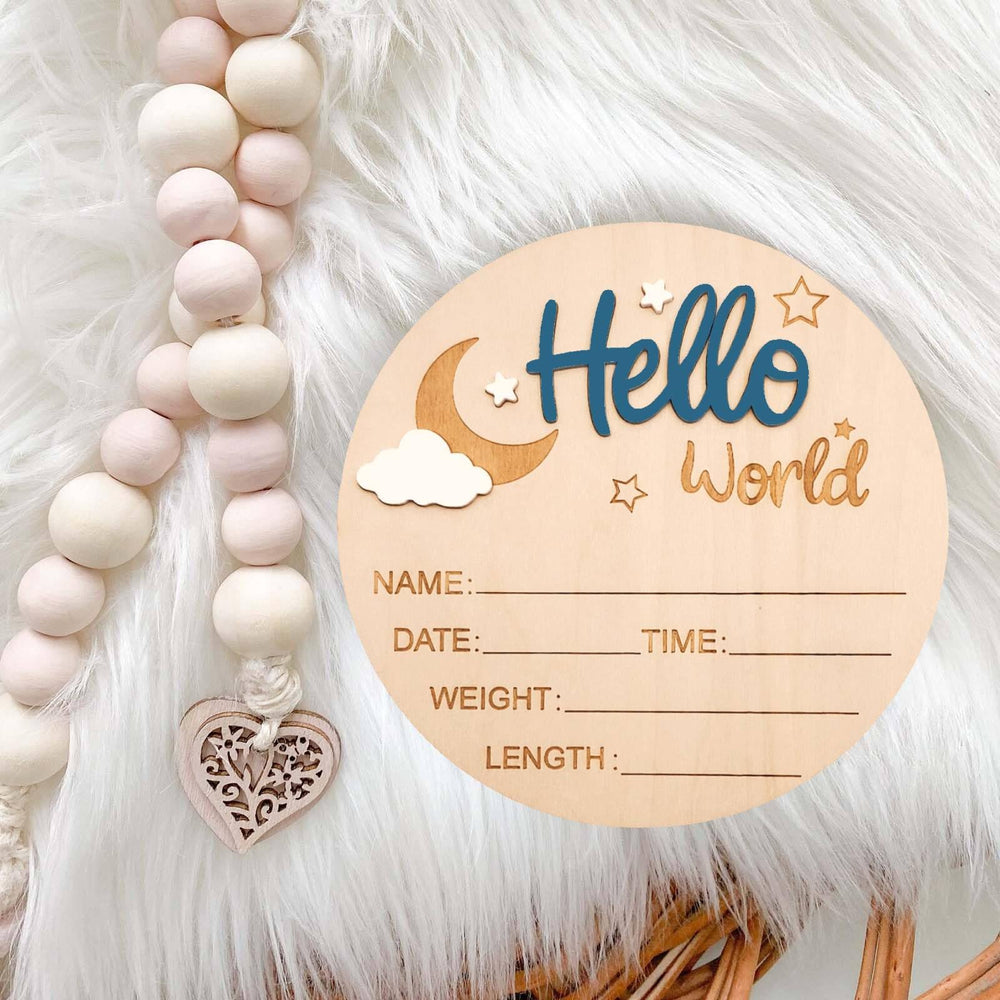 DUOJINSANXI wooden birth announcement sign, durable keepsake for baby's first days