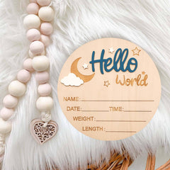 DUOJINSANXI wooden birth announcement sign, durable keepsake for baby's first days