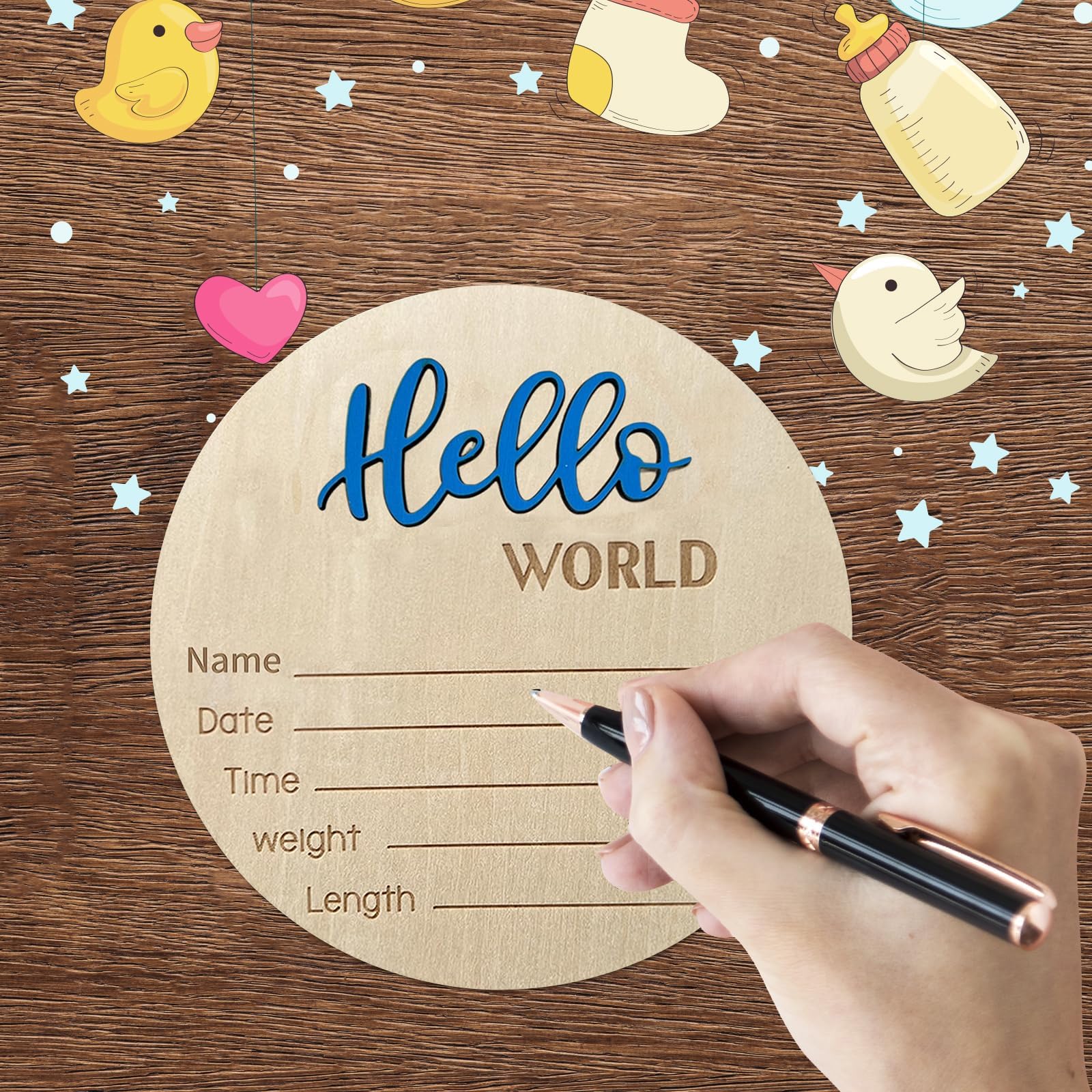 DUOJINSANXI blue wooden sign as nursery decor and wall prop