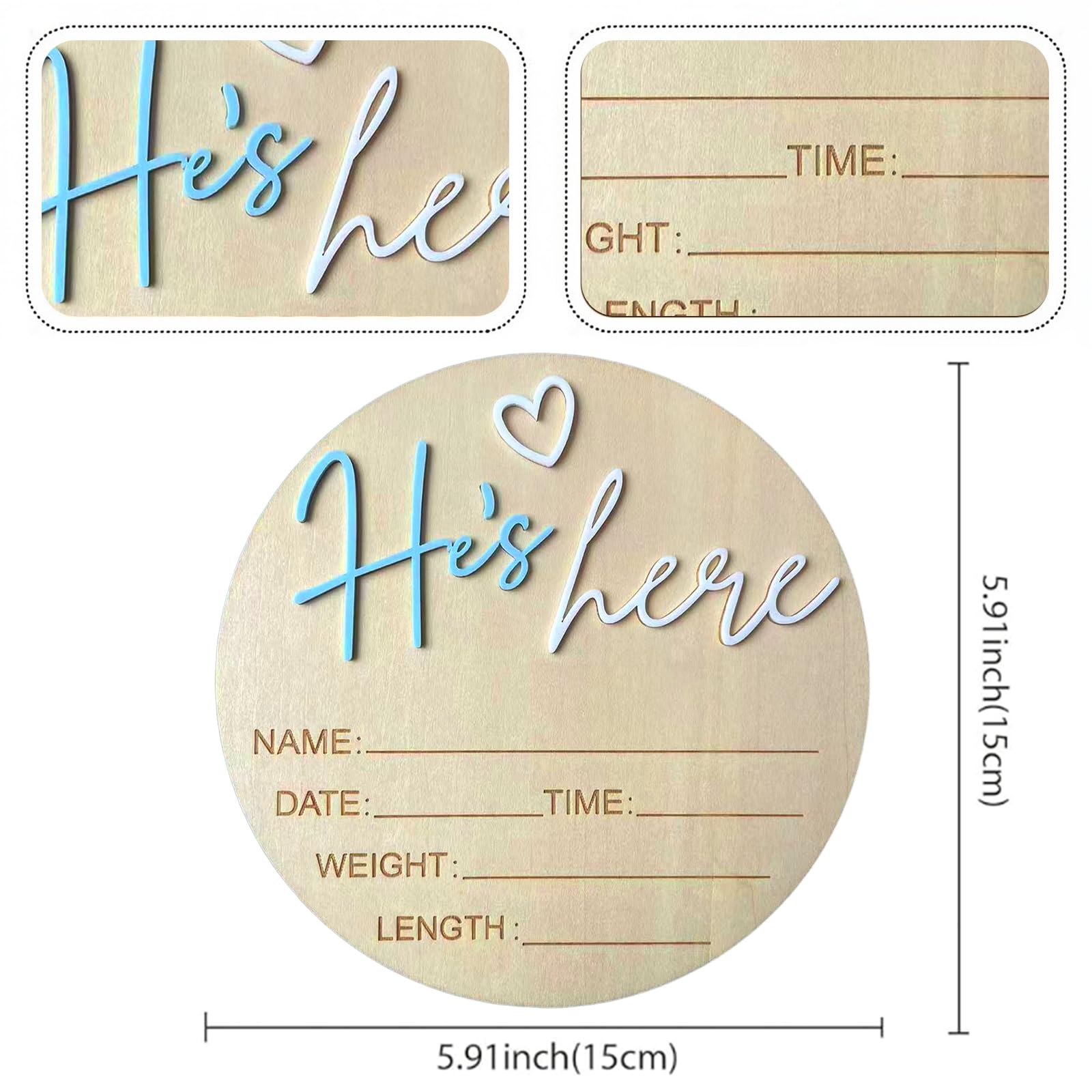 DUOJINSANXI hes here heart sign decor marks newborn arrival and nursery charm