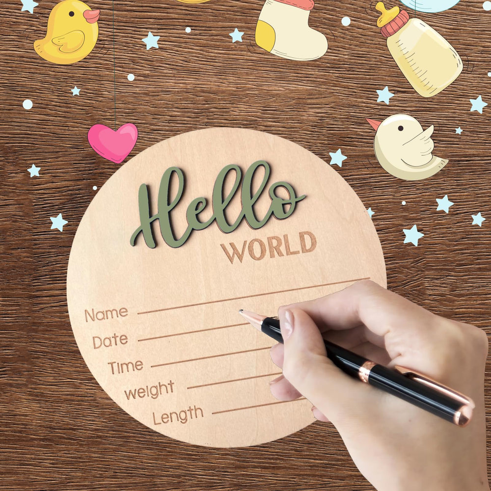 DUOJINSANXI Newborn Photos Prop Sign in forest green, ideal for cute portraits.