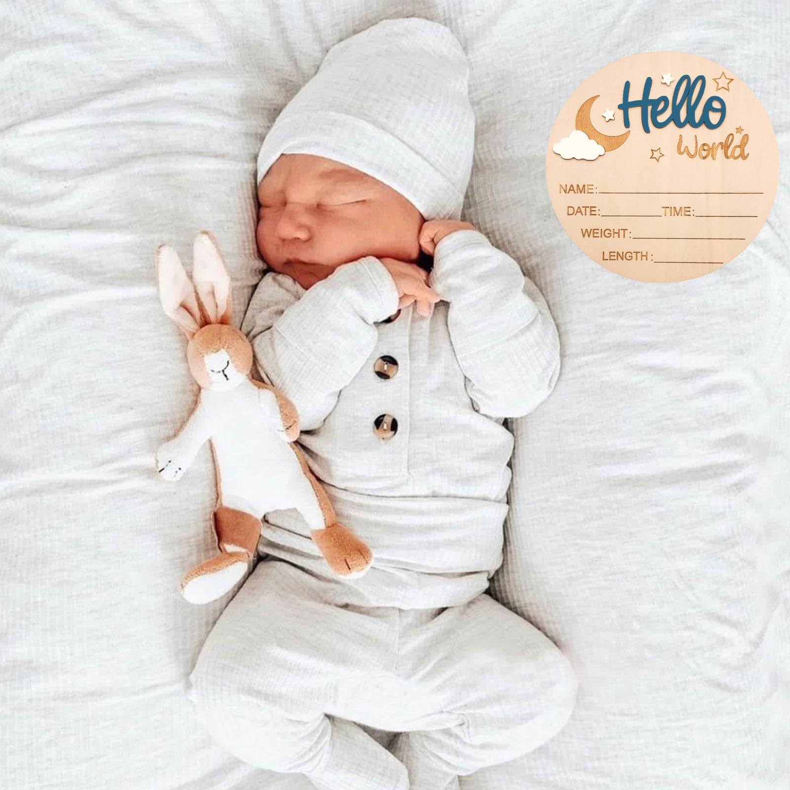 DUOJINSANXI newborn welcome sign, dark blue accent for baby room