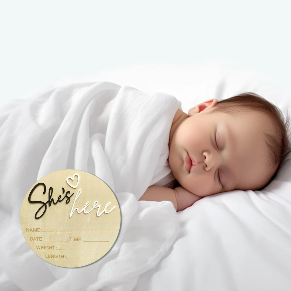 DUOJINSANXI welcome newborn arrival sign in black for nursery or wall display.