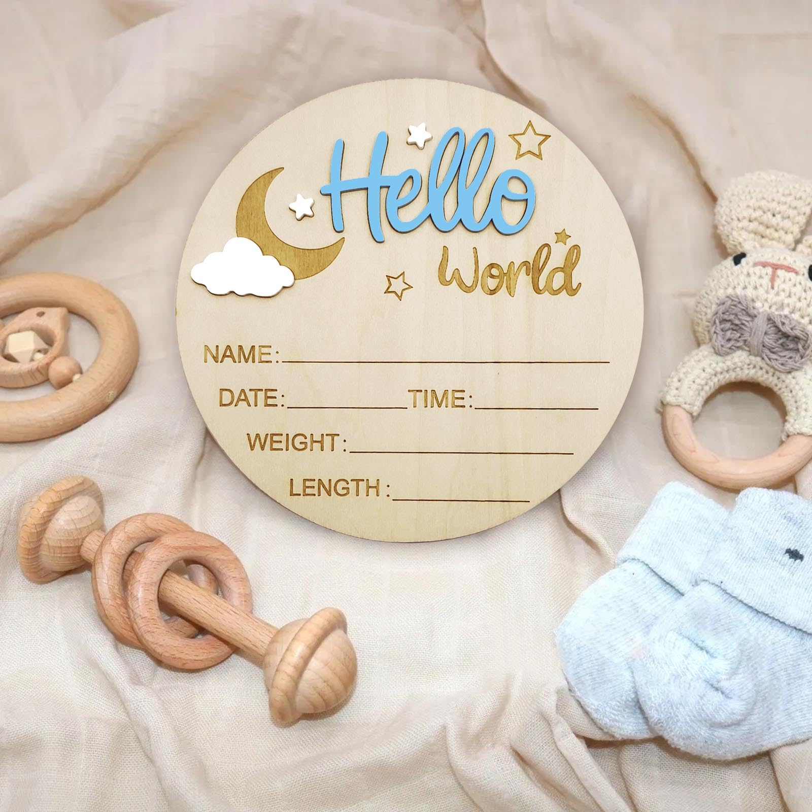 DUOJINSANXI wall decor wooden sign in blue for hospital or nursery.