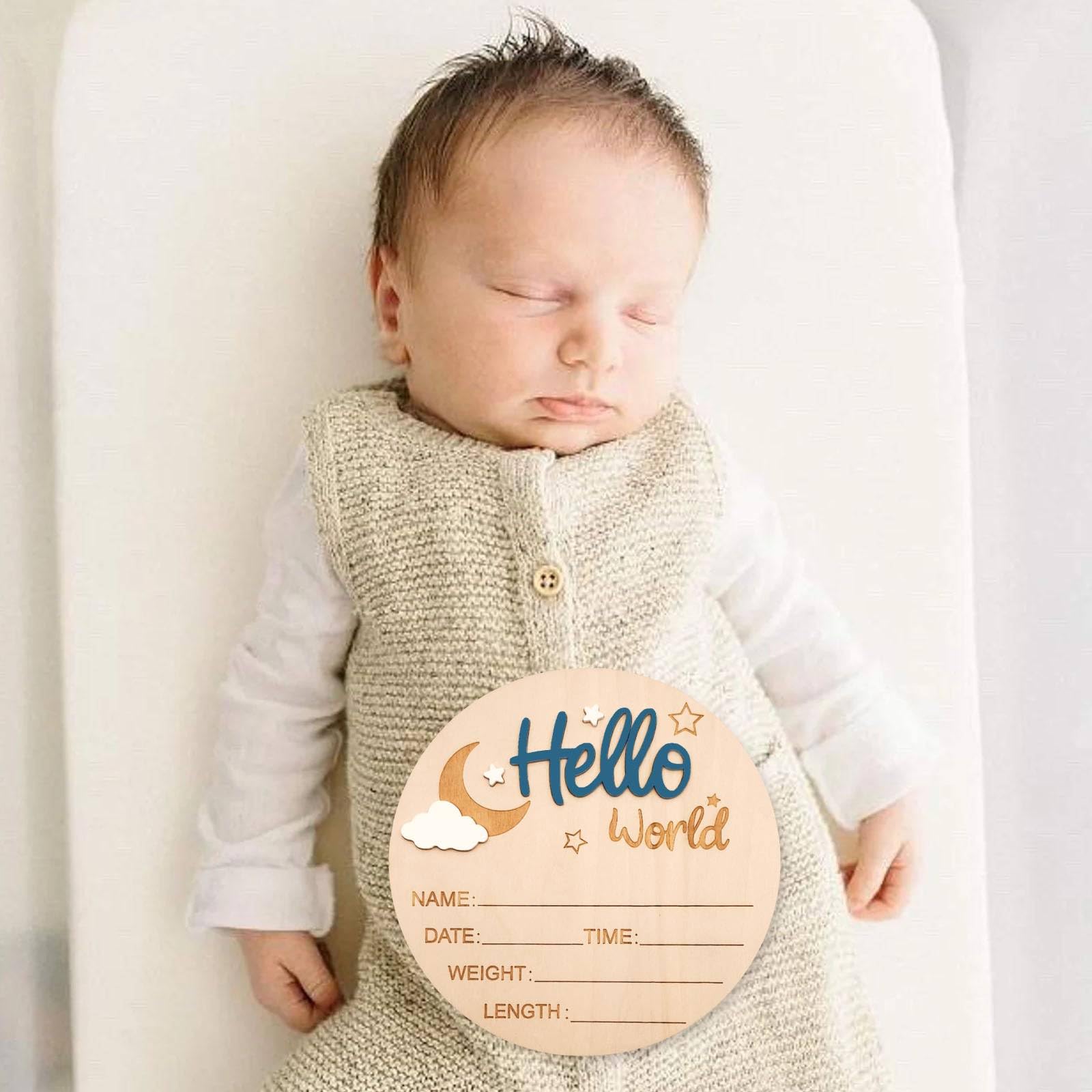 DUOJINSANXI wooden sign with writing pen, easy to record newborn milestones
