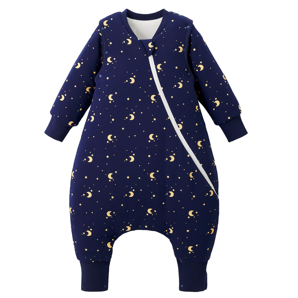 Duomiaomiao toddler sleep bag with side zipper enables easy dressing and warm nights.