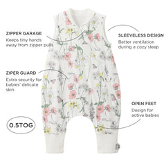Duomiaomiao toddler sleep bag side view shows leg freedom