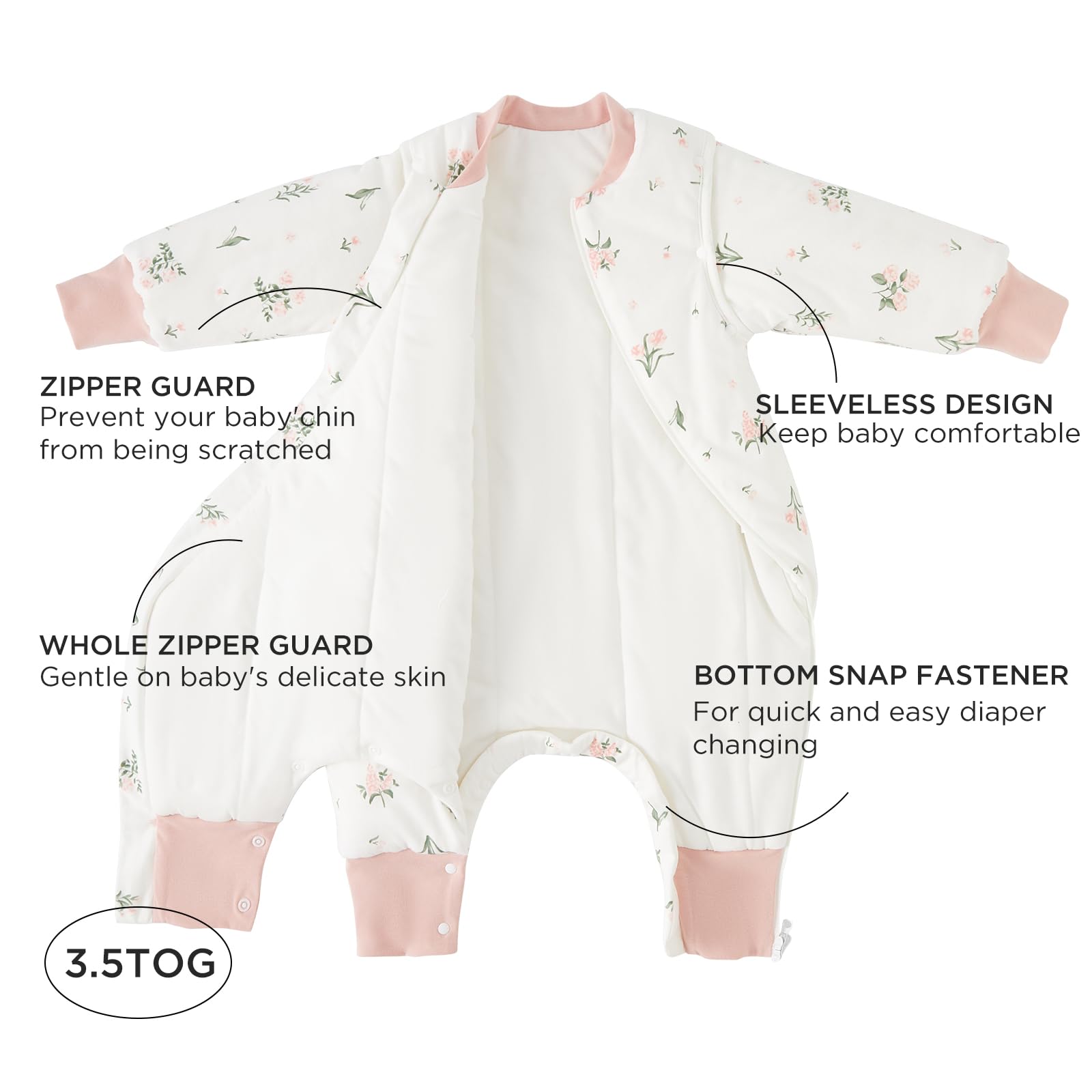 Duomiaomiao toddler sleep sack provides 3-5tog warmth for cool nights